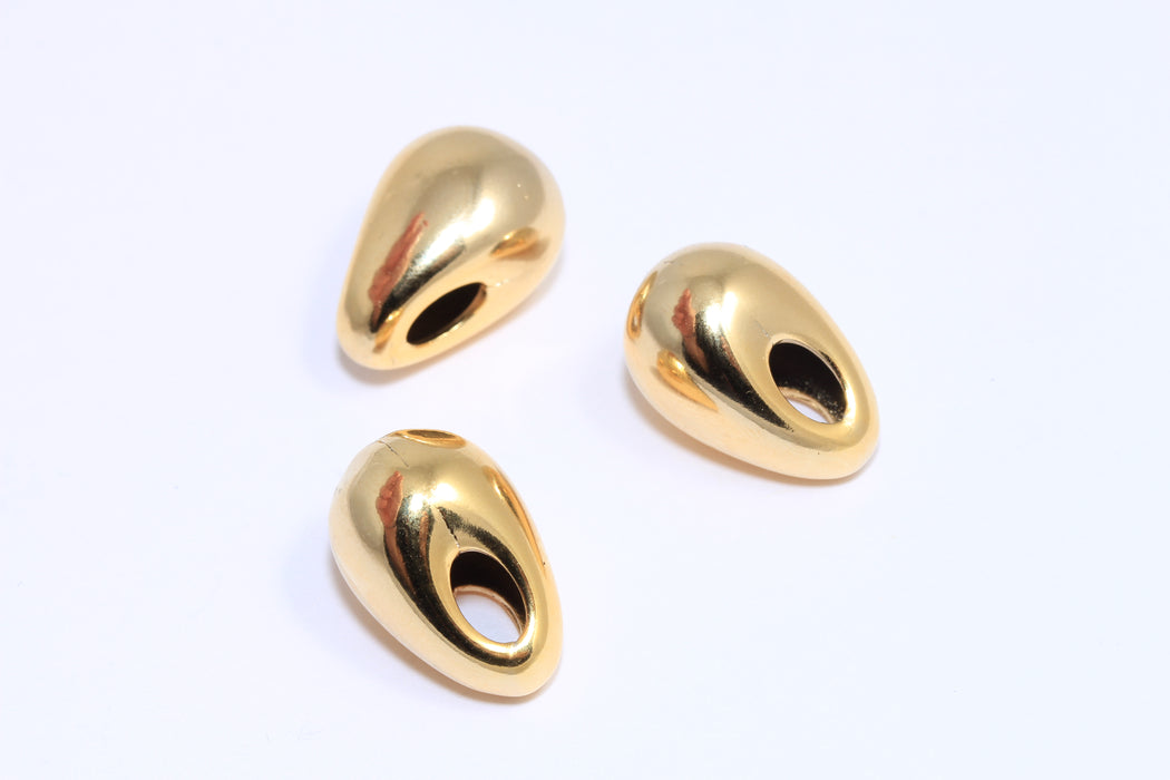 15x20mm 24k Shiny Gold Drop Charm, Teardrop Necklace Charm, Puffed Drop Beads, MTE1345