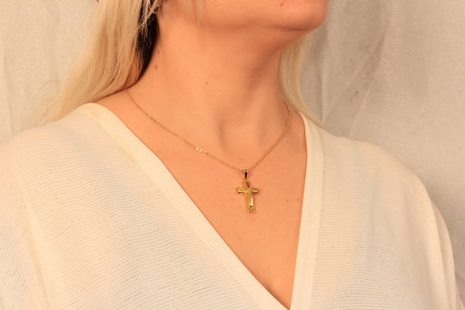 Gold Religious Cross Pendant Necklace