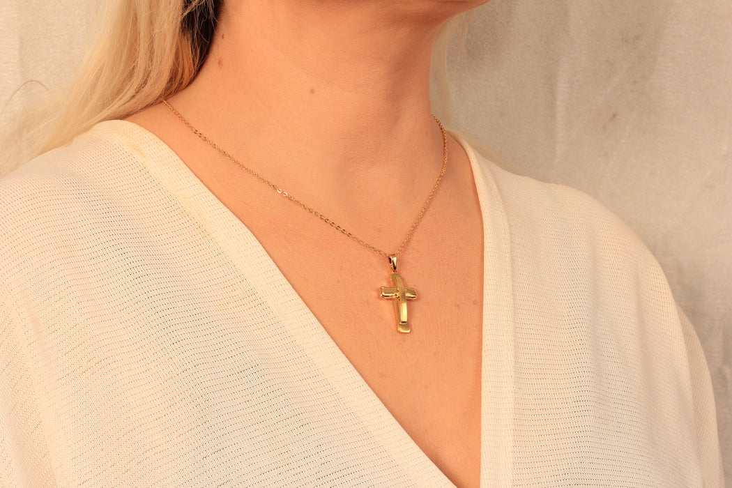 17'' 24 Ayar Parlak Altın Kalp Kolye, Kırmızı Mineli Kalp Kolye,