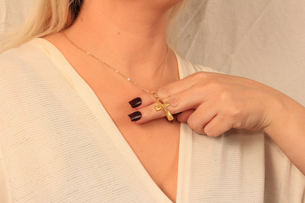 17'' 24 Ayar Parlak Altın Kalp Kolye, Kırmızı Mineli Kalp Kolye,