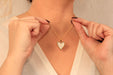 White Pearl Enamel Heart Medallion Necklace