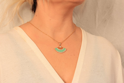 Cubic Zirconia Bib Sector Pendant Necklace.