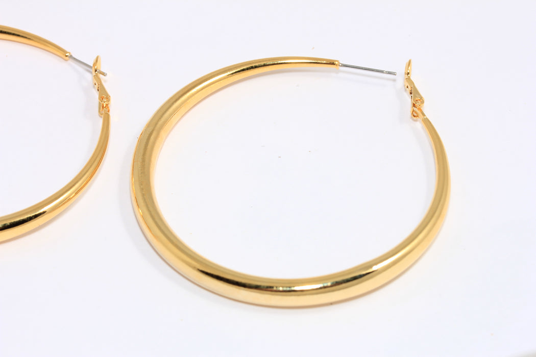 60mm 24k Shiny Gold Plated Earring Hoops, Hoop Earrings, Large Hoop Earrings, BXB259-7