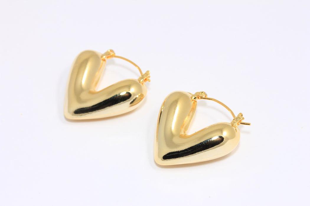 Puffed Heart Hoop Earrings