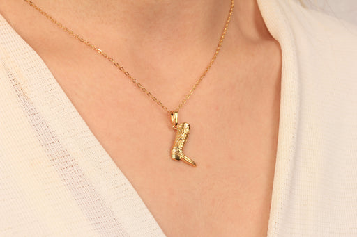 Gold Necklace With Cowboy Boot Pendant