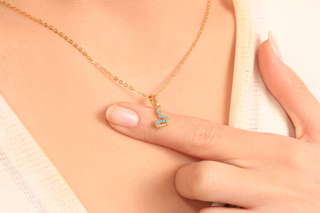 Gold Necklace With Cubic Zirconia Snake Charm