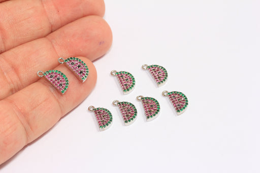 Rhodium Plated Pave Watermelon