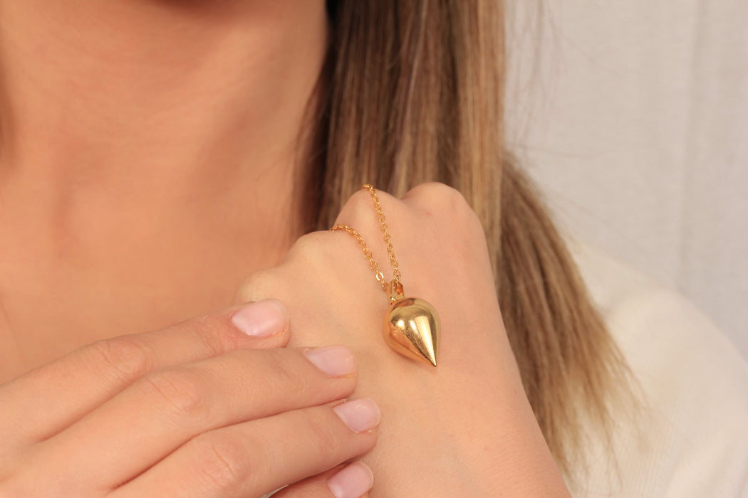 Collana a forma di cuore in oro lucido 24k da 17'', collana a forma di cuore in smalto rosso,