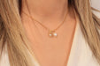 Gold Necklace With Cubic Zirconia Heart Charm And Pearl