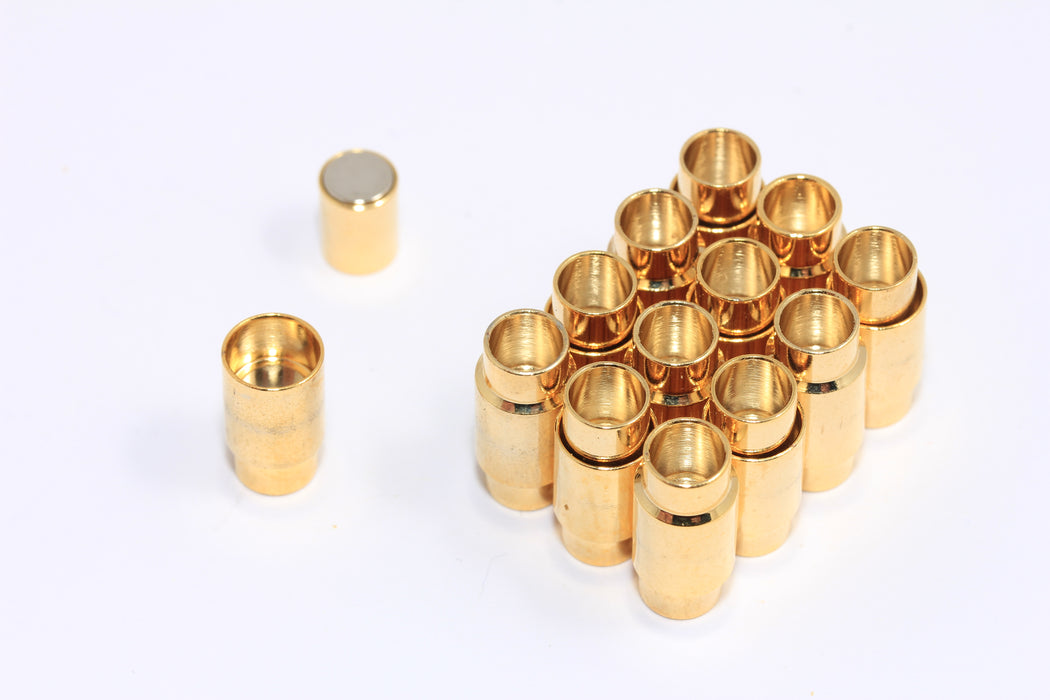 5,8mm Inner Size 24k Shiny Gold Magnetic Clasps, Round Leather Cord Clasp, MGN4
