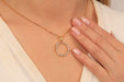 Gold Necklace With Cubic Zirconia Circle Pendant