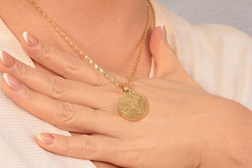 Gold Necklace With Antique Medallion Pendant