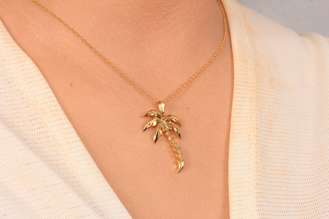 Gold Necklace With Palm Tree Pendant