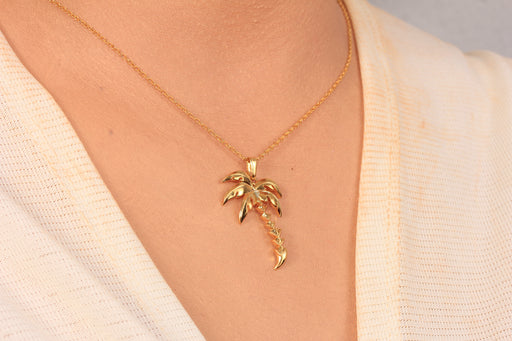 Gold Necklace With Palm Tree Pendant