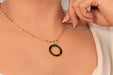 Gold Necklace With CZ Baguette Stone Circle Pendant