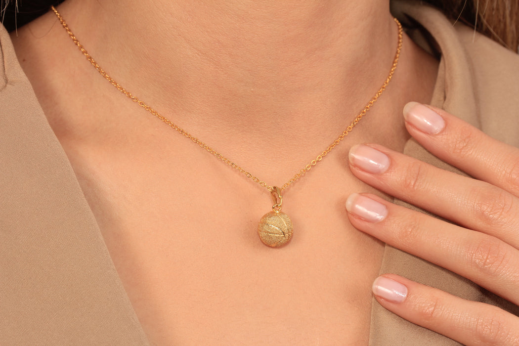 Gold Necklace With Basketball Charm
