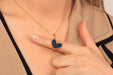 Gold Necklace With Blue Enamel Heart Pendant