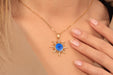 Gold Necklace With Cubic Zirconia Sun Pendant
