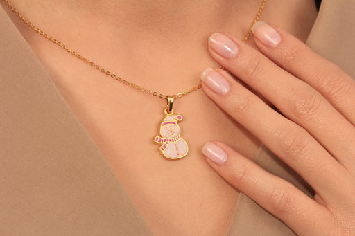 Gold Necklace With Snowman Charm