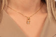 Gold Necklace With Cubic Zirconia Padlock Pendant