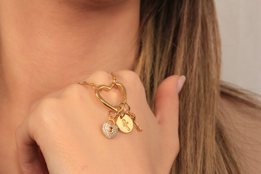 Collana a forma di cuore in oro lucido 24k da 17'', collana a forma di cuore in smalto rosso,