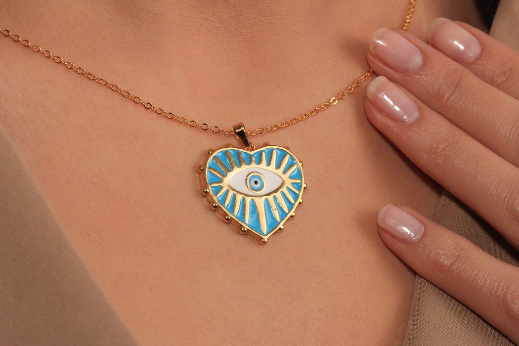 Collana a forma di cuore in oro lucido 24k da 17'', collana a forma di cuore in smalto rosso,