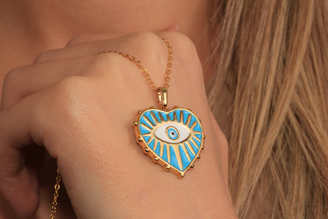 Collana a forma di cuore in oro lucido 24k da 17'', collana a forma di cuore in smalto rosso,