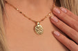 Gold Necklace With Hamered Coin Pendant
