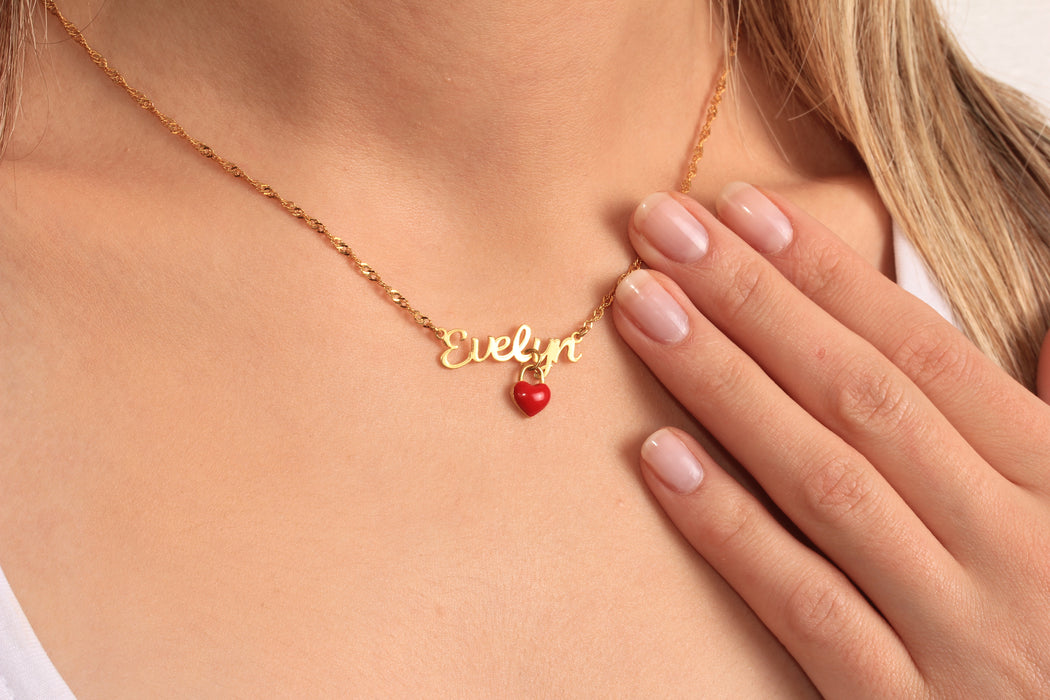Gold Necklace With Custom Made Name Pendant