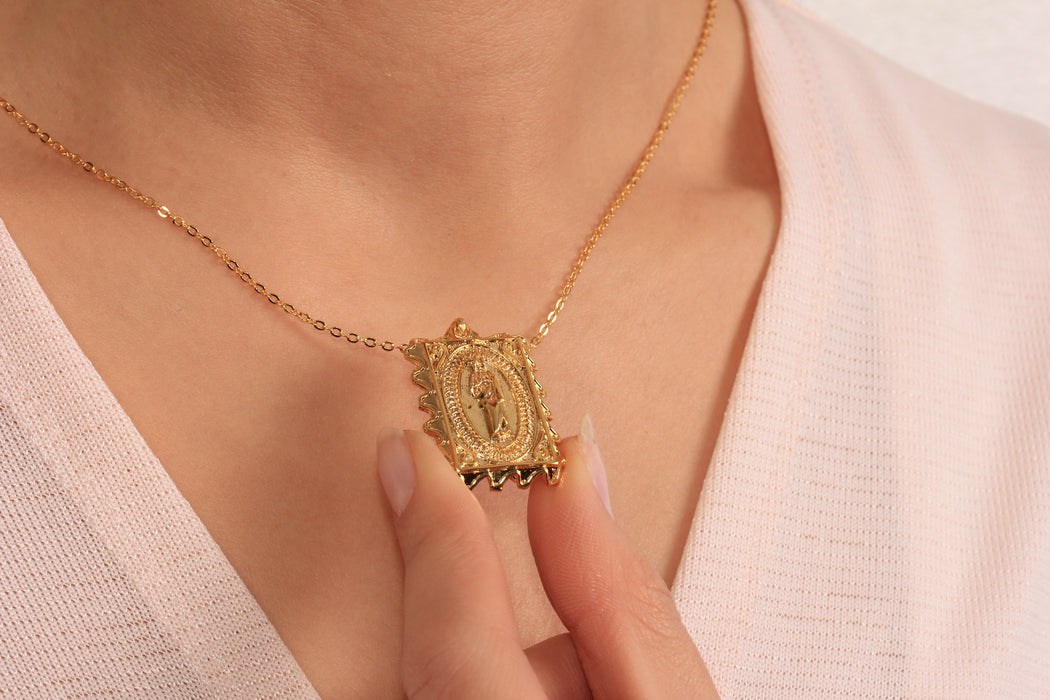 Collana a forma di cuore in oro lucido 24k da 17'', collana a forma di cuore in smalto rosso,