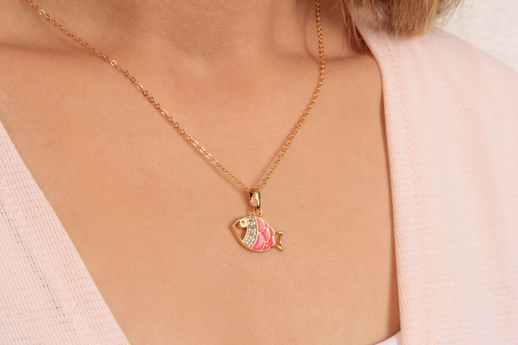 Collana a forma di cuore in oro lucido 24k da 17'', collana a forma di cuore in smalto rosso,