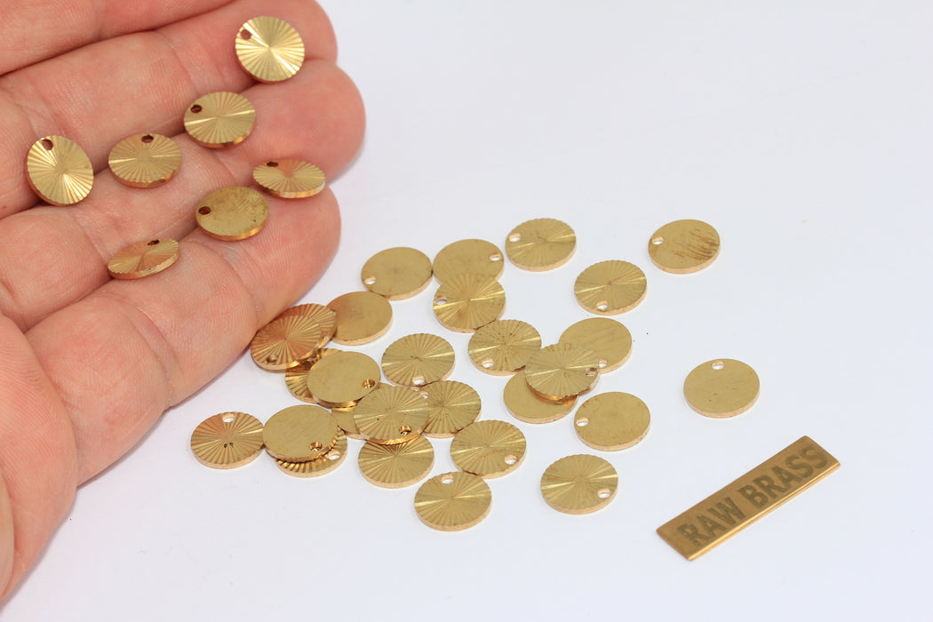 10 mm Ham Pirinç Madeni Paralar, Madeni Para Takıları, Damla Takılar, Dokulu Madeni Para Boncukları, BRT503