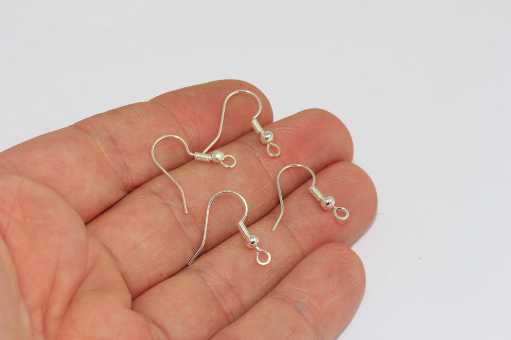 18mm Silver Plated Earring Hook, Silver Ear Wires, French BRT519
