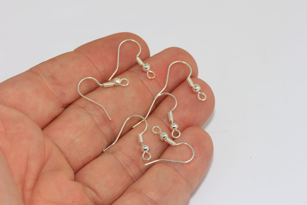 18mm Silver Plated Earring Hook, Silver Ear Wires, French BRT519