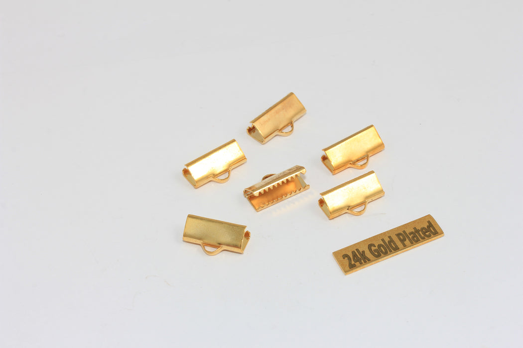 Fermacorda, fermacorda, fermagli per nastri in oro lucido 24k da 15 mm, BRT512