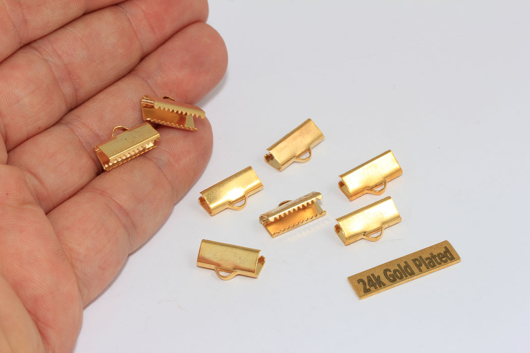 Fermacorda, fermacorda, fermagli per nastri in oro lucido 24k da 15 mm, BRT512