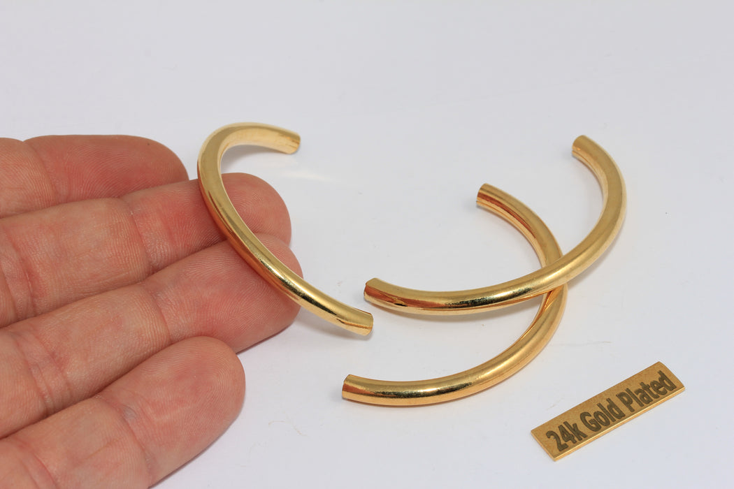 4x50mm 24k Shiny Gold Cuff Tubes, Tube Necklace, Round Cuff Tubes, BRT526