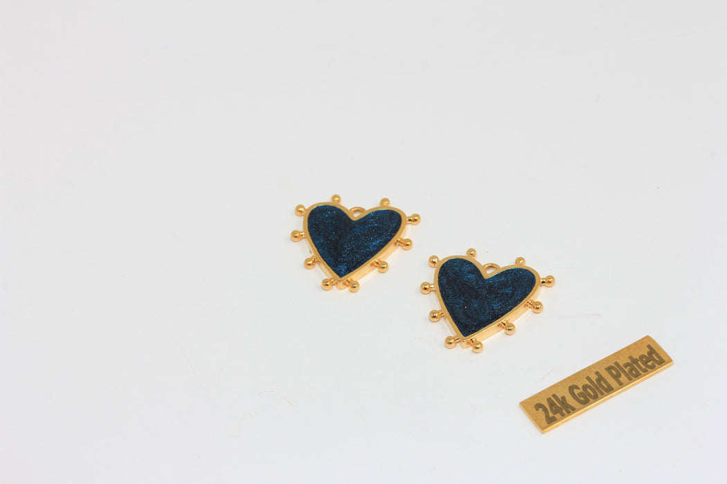Ciondoli a forma di cuore in oro lucido 24k da 21 mm, collana dell'amore, TOH, BRT533