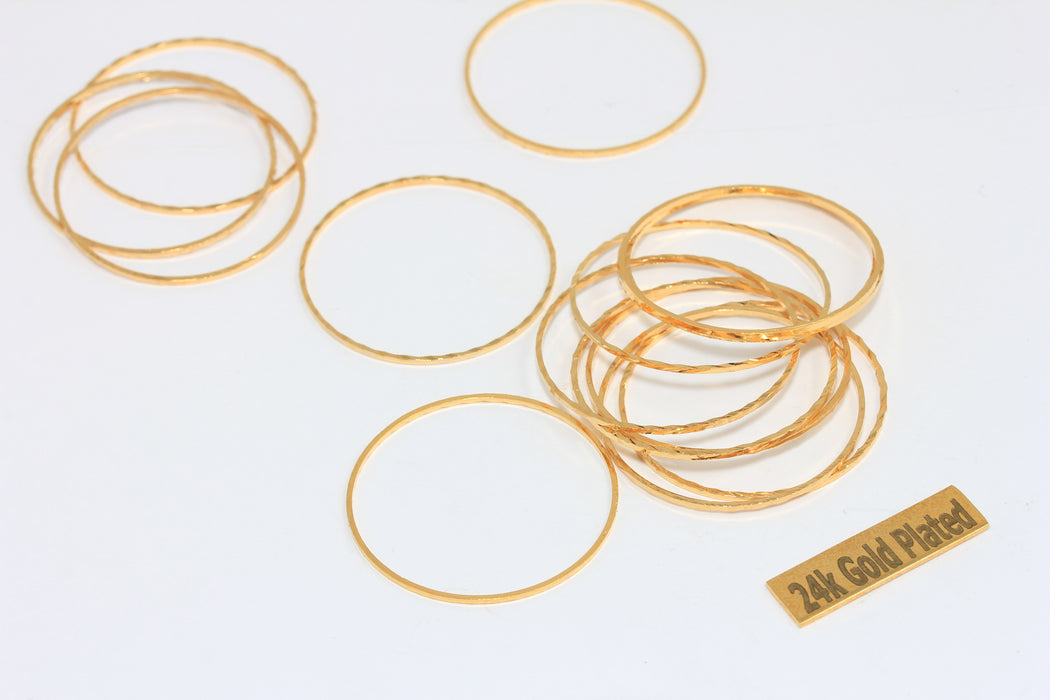 30mm 24k Shiny Gold Closed Ring Connectors, BRT539