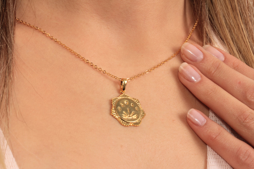 Gold Necklace With Moon Medallion Pendant