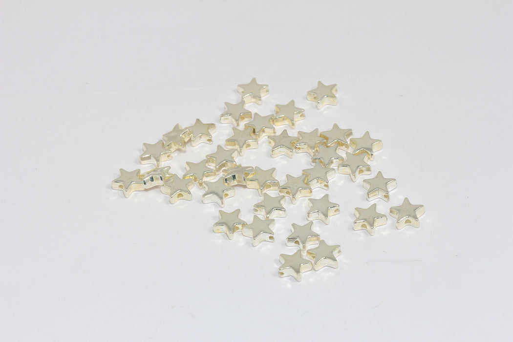 Perline a forma di stella placcate in argento da 8 mm, perline a forma di stella centrale, ciondoli BRT509