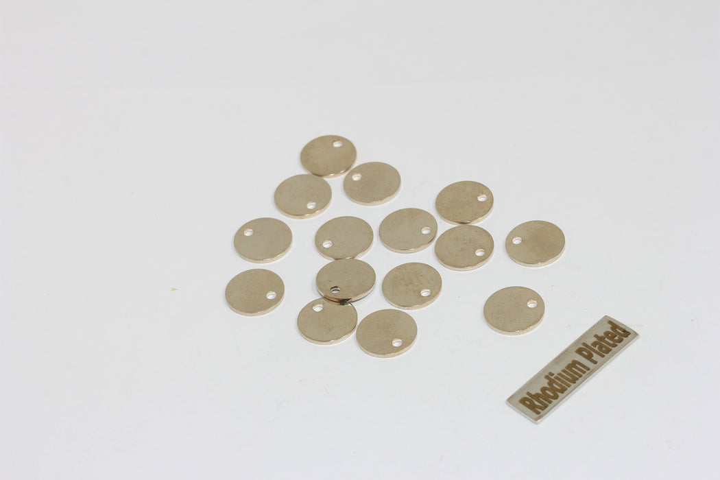 10 mm Gümüş Kaplama Yuvarlak Charms, Yuvarlak Disk, Madalyon BRT521