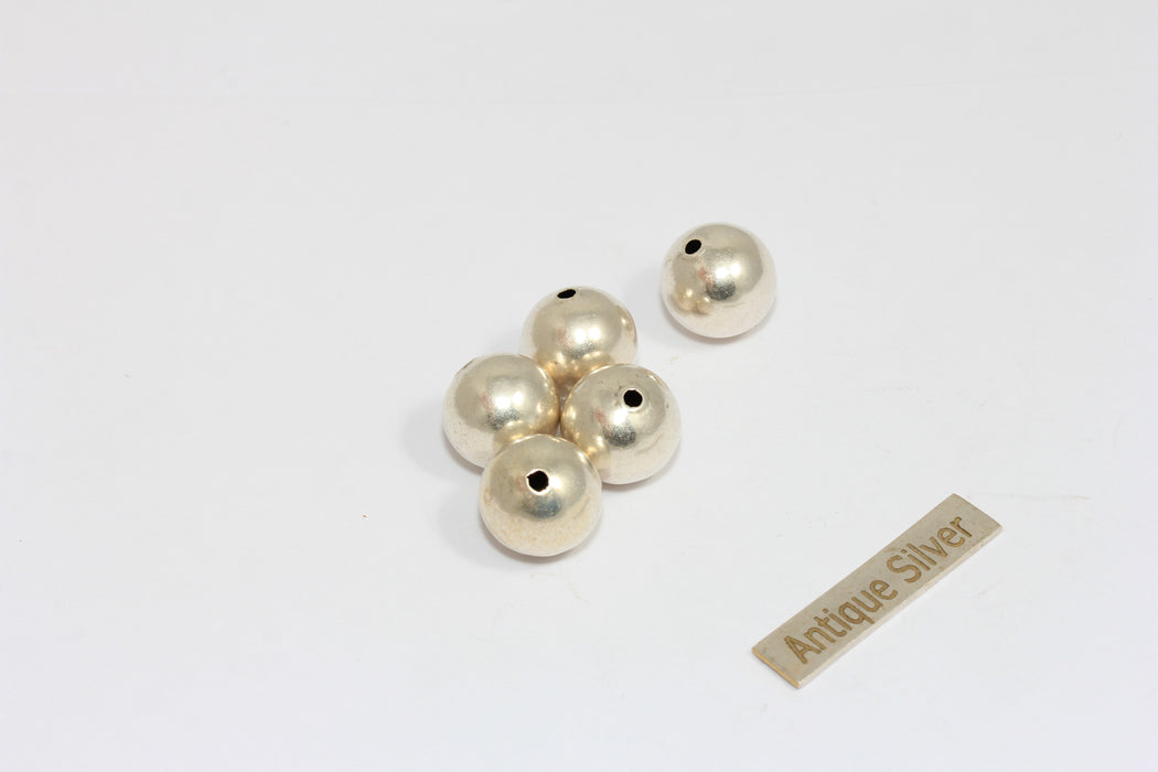 12 mm Antik Gümüş Top Boncuklar, Yuvarlak Top Kolye, Kaplama Top BRT524