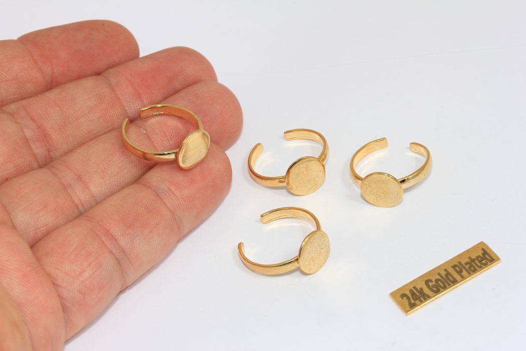 17-18 mm 24 ayar Parlak Altın Yüzükler, Disk Yüzükler, Damgalama, Altın SLM1073