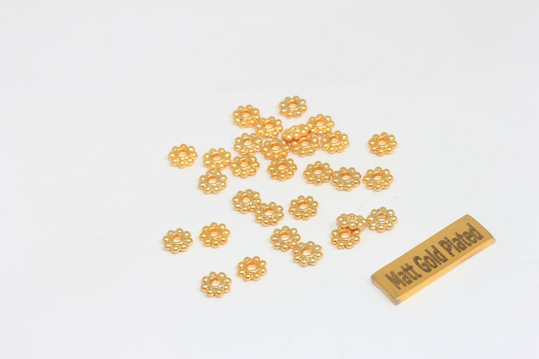 6,5mm 24k Matt Gold Snowflake Connector Beads, Flower Beads, BRT447