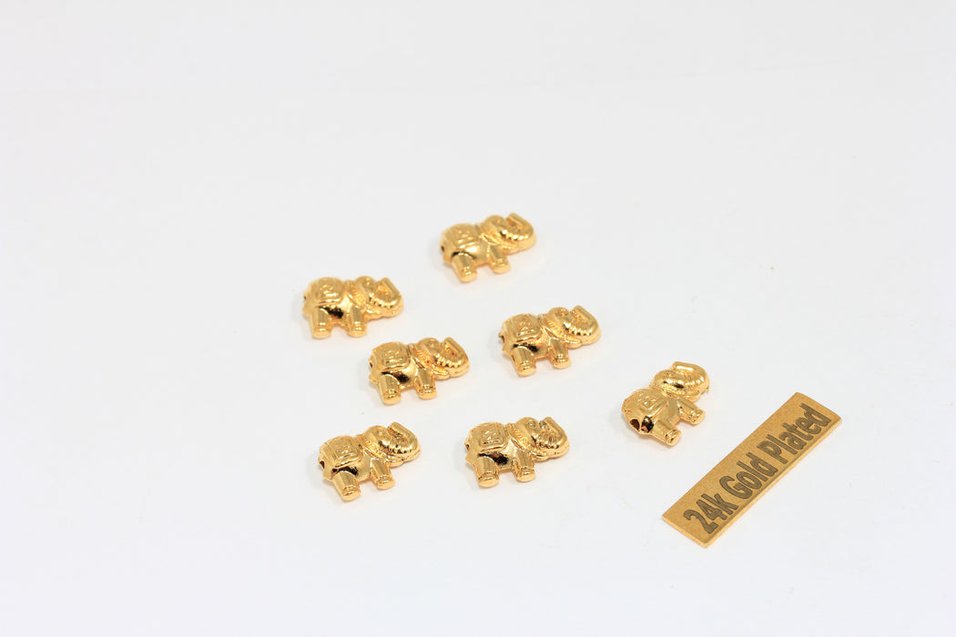 6x13mm 22k Parlak Altın Fil Boncukları, Fil, BRT486