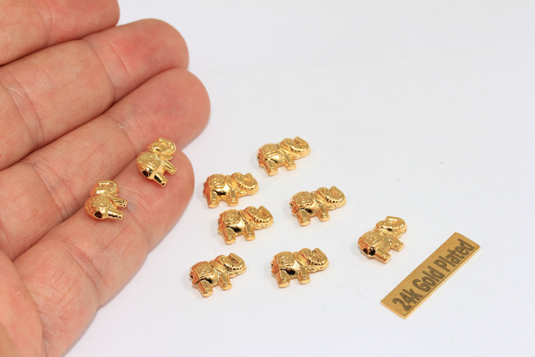 6x13mm 22k Parlak Altın Fil Boncukları, Fil, BRT486