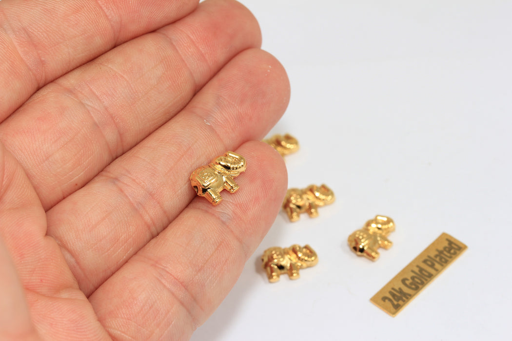 6x13mm 22k Parlak Altın Fil Boncukları, Fil, BRT486
