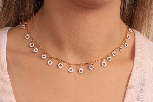 Gold Necklace With Enamel Donut Charms