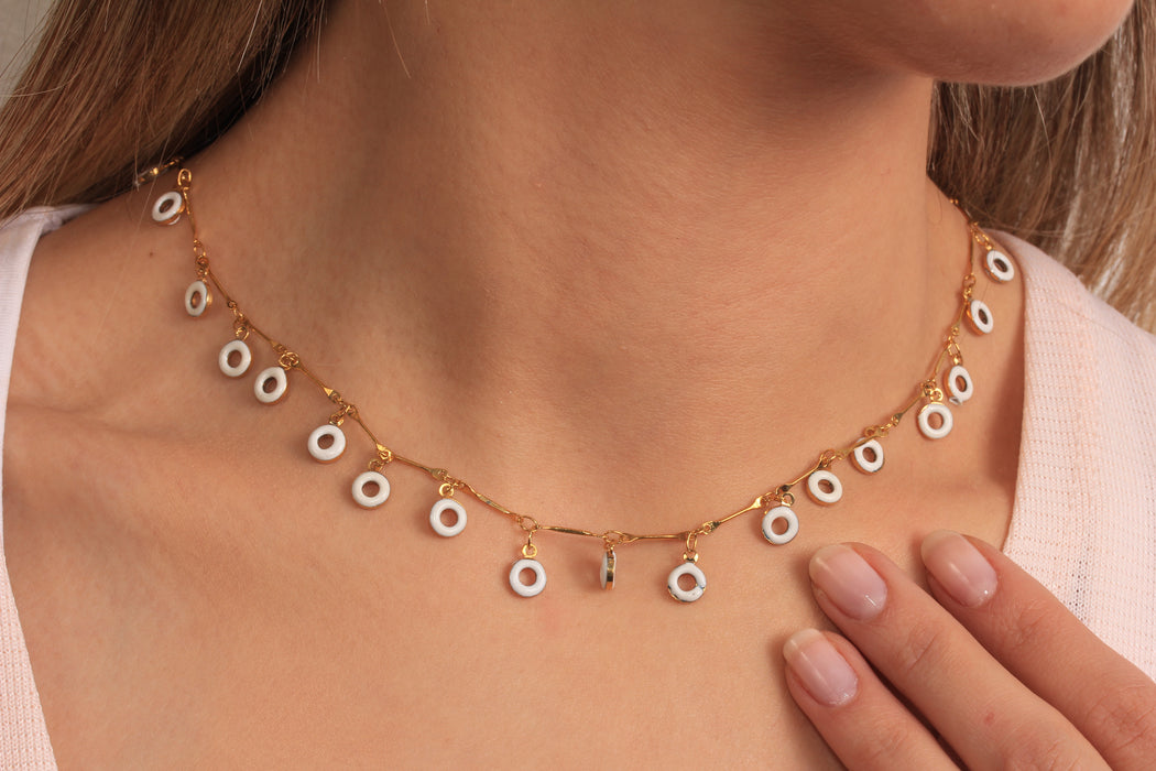 Collana a forma di cuore in oro lucido 24k da 17'', collana a forma di cuore in smalto rosso,